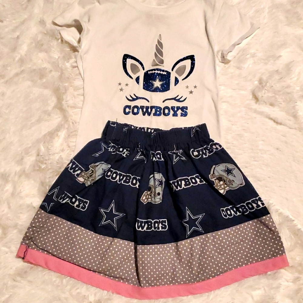 Dallas Cowboys Girls Skirt and Top Set- 6-6X
